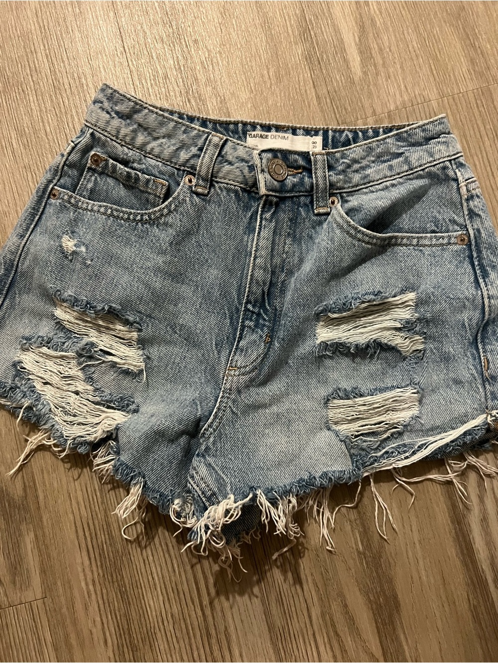 Garage Light Blue Distressed Women's Denim Shorts